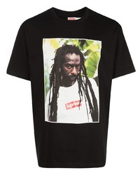 T-shirt à col rond imprimé noir Supreme