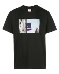 T-shirt à col rond imprimé noir Supreme