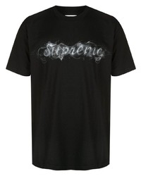 T-shirt à col rond imprimé noir Supreme