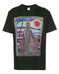 T-shirt à col rond imprimé noir Supreme