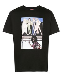 T-shirt à col rond imprimé noir Supreme