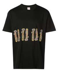 T-shirt à col rond imprimé noir Supreme