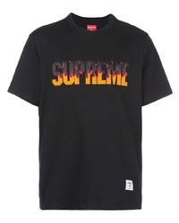 T-shirt à col rond imprimé noir Supreme