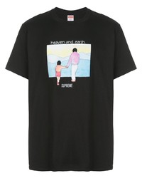 T-shirt à col rond imprimé noir Supreme