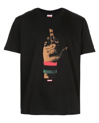 T-shirt à col rond imprimé noir Supreme