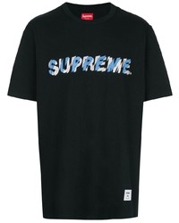 T-shirt à col rond imprimé noir Supreme