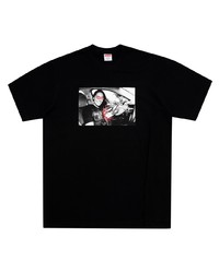 T-shirt à col rond imprimé noir Supreme