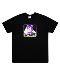 T-shirt à col rond imprimé noir Supreme