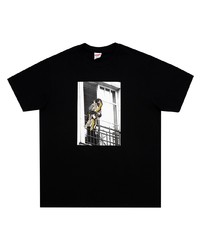 T-shirt à col rond imprimé noir Supreme