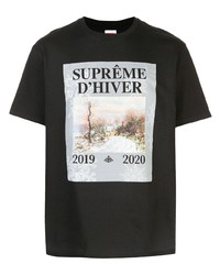 T-shirt à col rond imprimé noir Supreme