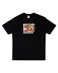 T-shirt à col rond imprimé noir Supreme