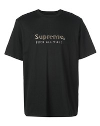 T-shirt à col rond imprimé noir Supreme