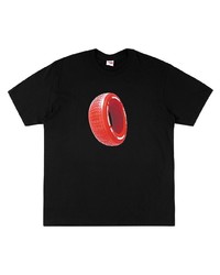 T-shirt à col rond imprimé noir Supreme