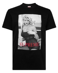 T-shirt à col rond imprimé noir Supreme