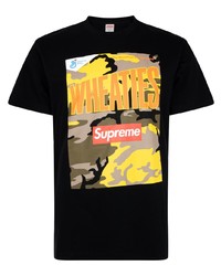 T-shirt à col rond imprimé noir Supreme