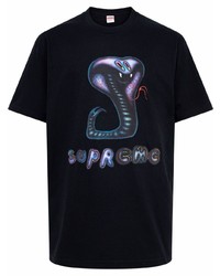 T-shirt à col rond imprimé noir Supreme