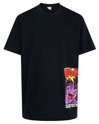 T-shirt à col rond imprimé noir Supreme