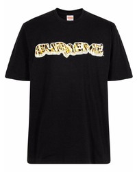 T-shirt à col rond imprimé noir Supreme