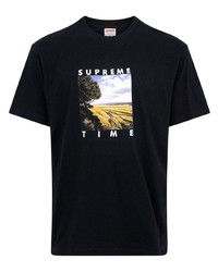 T-shirt à col rond imprimé noir Supreme