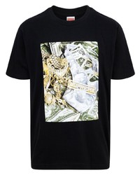 T-shirt à col rond imprimé noir Supreme