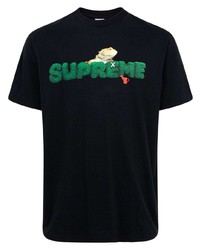 T-shirt à col rond imprimé noir Supreme