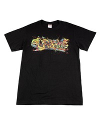 T-shirt à col rond imprimé noir Supreme