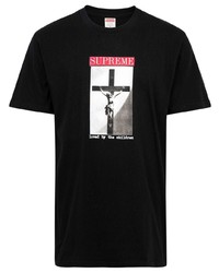 T-shirt à col rond imprimé noir Supreme