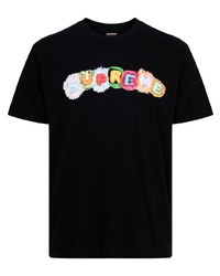 T-shirt à col rond imprimé noir Supreme