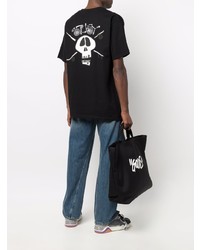 T-shirt à col rond imprimé noir Stussy