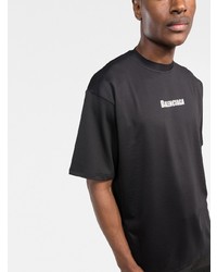 T-shirt à col rond imprimé noir Balenciaga