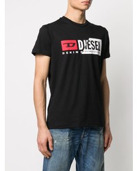 T-shirt à col rond imprimé noir Diesel