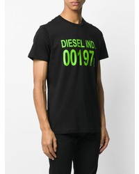 T-shirt à col rond imprimé noir Diesel