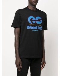 T-shirt à col rond imprimé noir Diesel