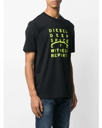 T-shirt à col rond imprimé noir Diesel