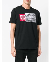 T-shirt à col rond imprimé noir Diesel