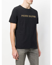 T-shirt à col rond imprimé noir Pierre Balmain