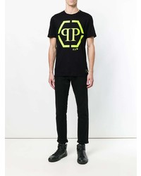 T-shirt à col rond imprimé noir Philipp Plein