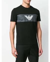 T-shirt à col rond imprimé noir Ea7 Emporio Armani