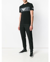 T-shirt à col rond imprimé noir Ea7 Emporio Armani