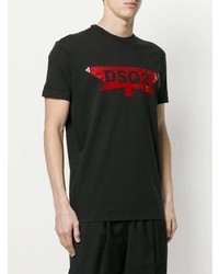 T-shirt à col rond imprimé noir DSQUARED2