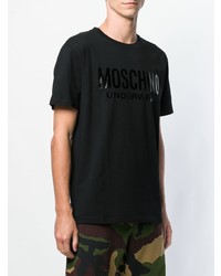 T-shirt à col rond imprimé noir Moschino