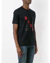 T-shirt à col rond imprimé noir BOSS