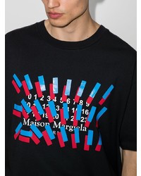 T-shirt à col rond imprimé noir Maison Margiela