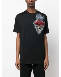 T-shirt à col rond imprimé noir Philipp Plein