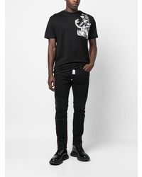 T-shirt à col rond imprimé noir Philipp Plein