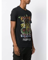 T-shirt à col rond imprimé noir Philipp Plein