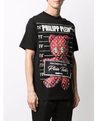 T-shirt à col rond imprimé noir Philipp Plein