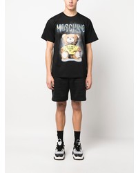 T-shirt à col rond imprimé noir Moschino