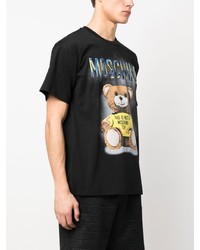 T-shirt à col rond imprimé noir Moschino