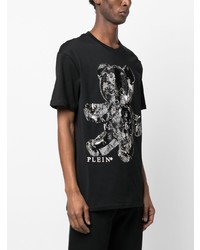 T-shirt à col rond imprimé noir Philipp Plein